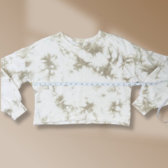 🤎 Z Supply Kids Beige/Cream Tie Dye Cropped Sweatshirt Long Sleeve | Size 12-14 - Picture 3 of 7